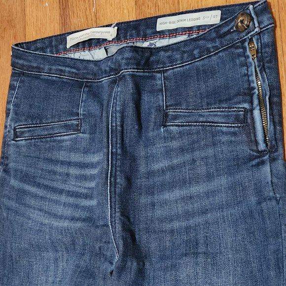 Pilcro and the Letterpress Dark Wash Side Zip High Rise Legging Jeans Size 27 - Picture 7 of 9